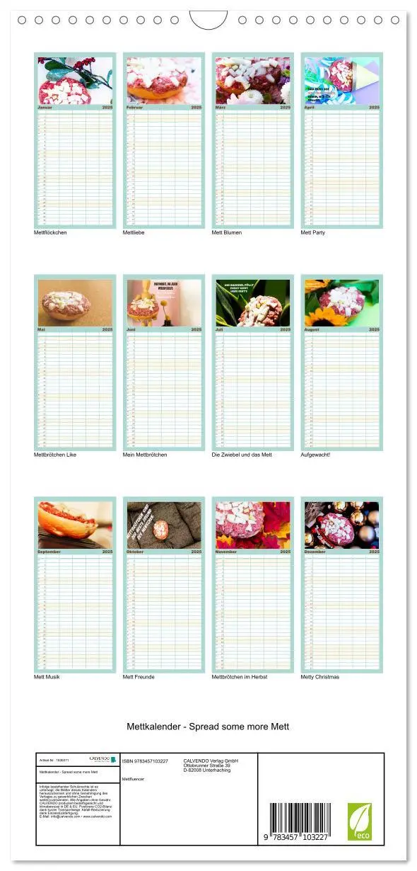 Bild: 9783457103227 | Familienplaner 2025 - Mettkalender - Spread some more Mett mit 5...