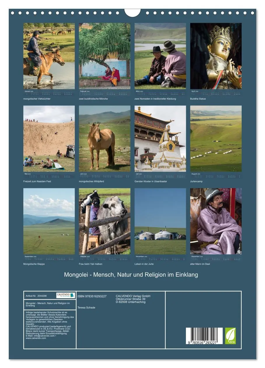 Bild: 9783516293227 | Mongolei - Mensch, Natur und Religion im Einklang (Wandkalender...