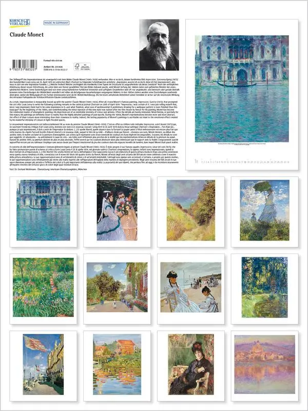 Bild: 9783731883227 | Claude Monet 2026 | Verlag Korsch | Kalender | Spiralbindung | 14 S.