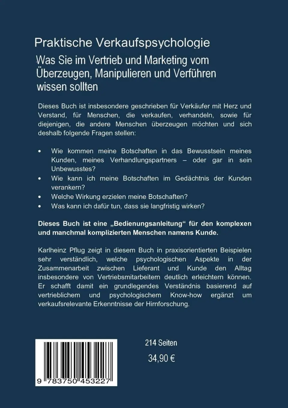 Rückseite: 9783750453227 | Praktische Verkaufspsychologie | Karlheinz Pflug | Taschenbuch | 2020