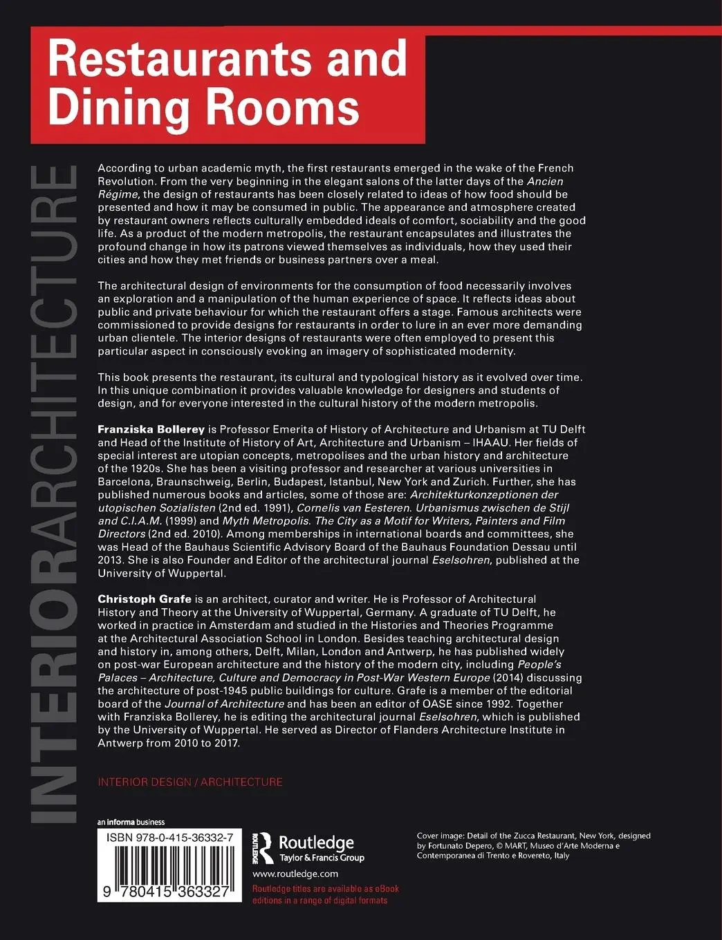 Rückseite: 9780415363327 | Restaurants and Dining Rooms | Franziska Bollerey (u. a.) | Buch