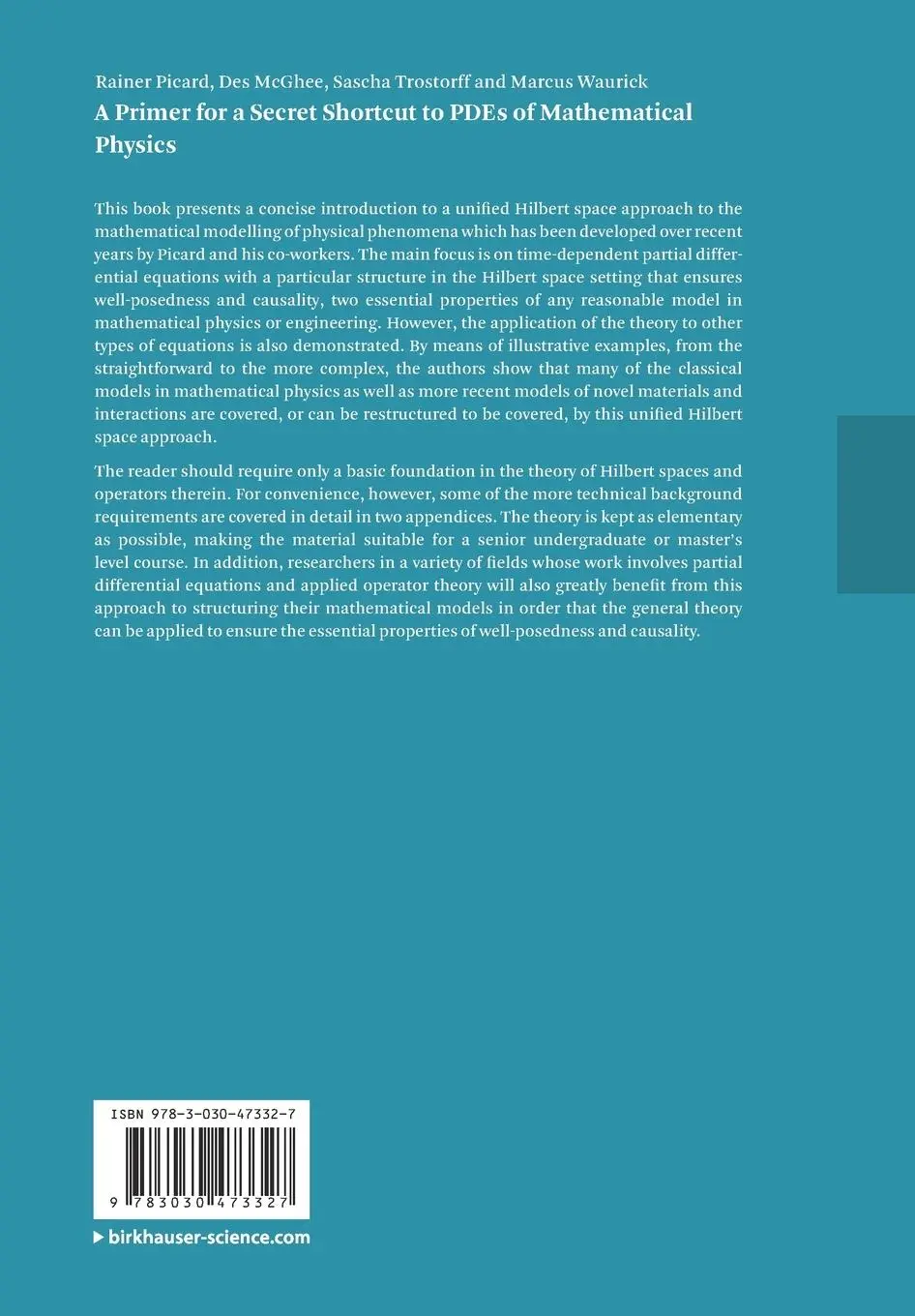 Rückseite: 9783030473327 | A Primer for a Secret Shortcut to PDEs of Mathematical Physics | Buch