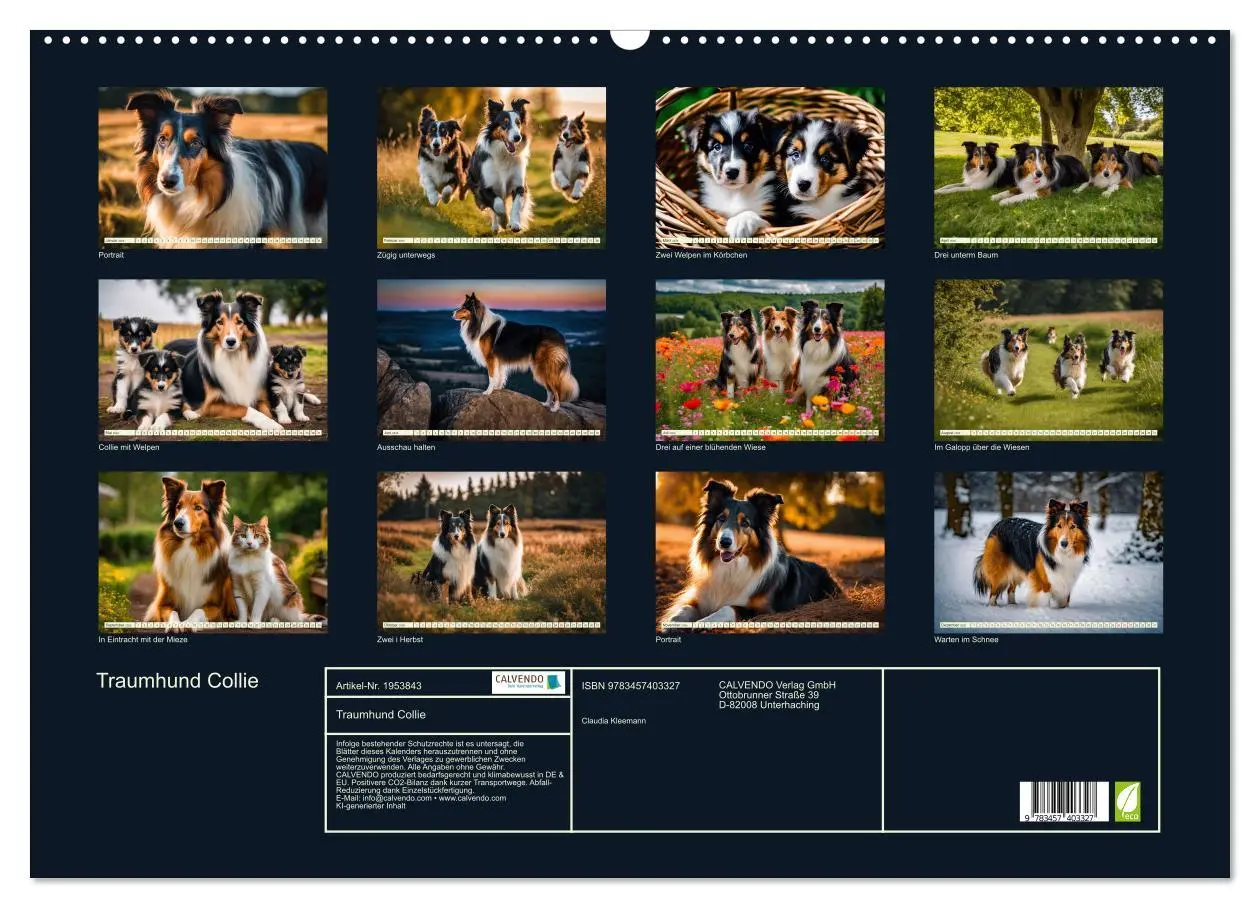 Bild: 9783457403327 | Traumhund Collie (Wandkalender 2026 DIN A2 quer), CALVENDO...