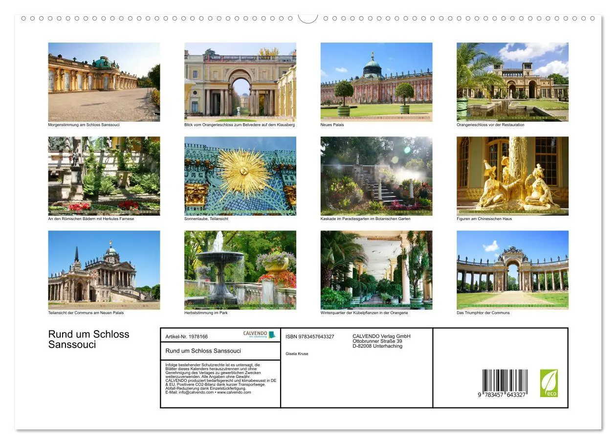 Bild: 9783457643327 | Rund um Schloss Sanssouci (Wandkalender 2026 DIN A2 quer), CALVENDO...