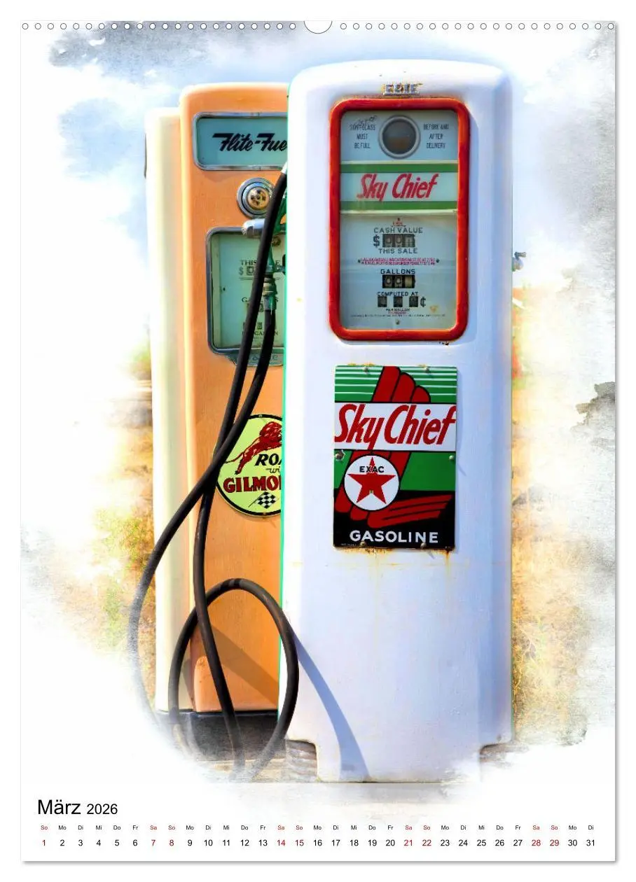 Bild: 9783516353327 | Gasoline - Vintage Tanksäulen in Szene gesetzt (Wandkalender 2026...