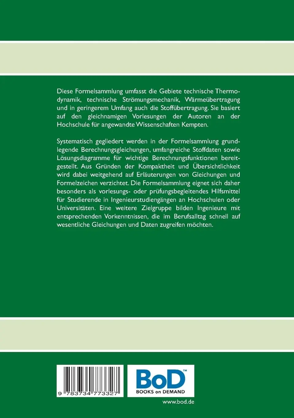 Rückseite: 9783734773327 | Formelsammlung Thermodynamik, Wärme- und Stoffübertragung und...