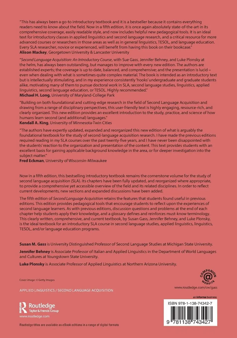 Rückseite: 9781138743427 | Second Language Acquisition | An Introductory Course | Gass (u. a.)