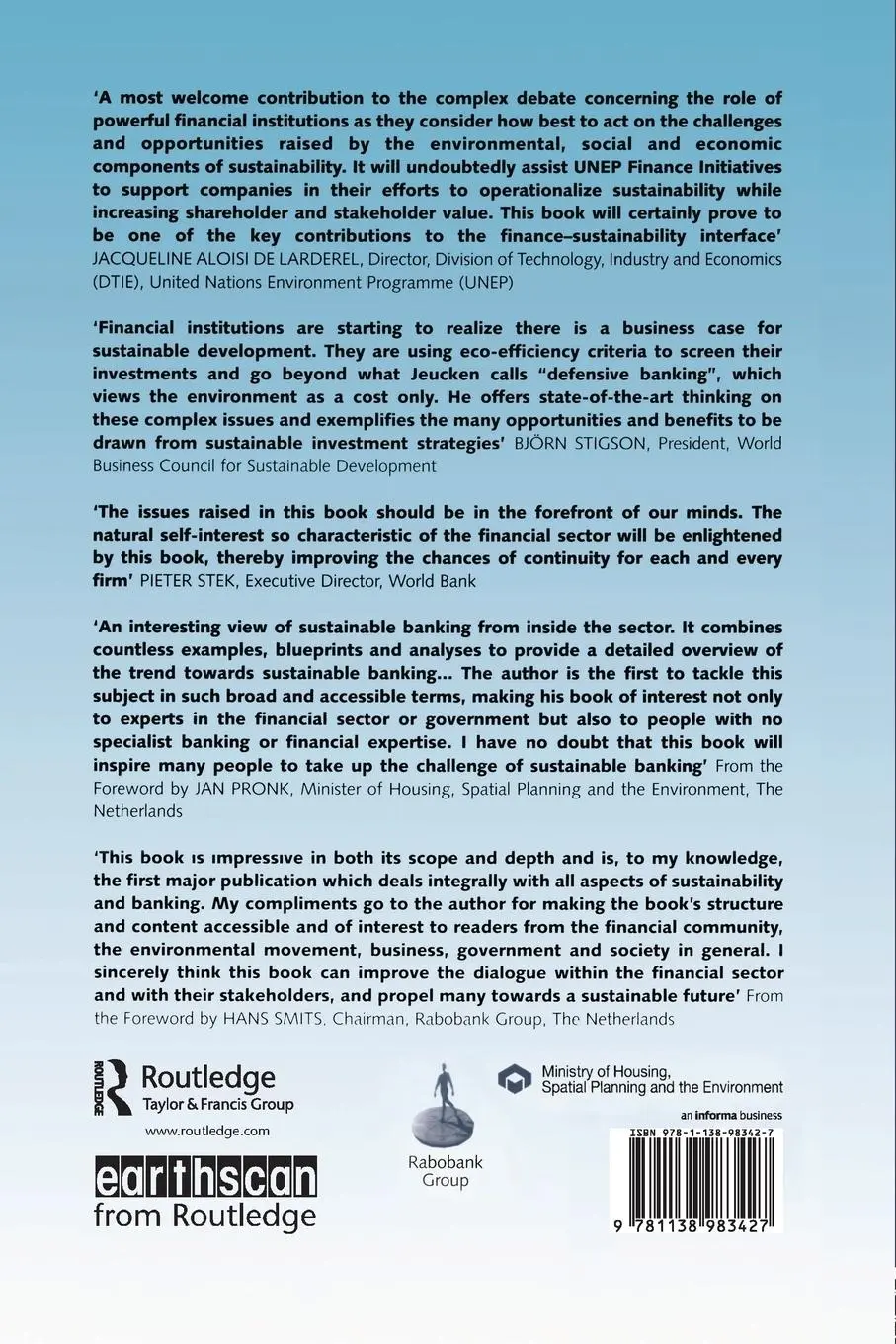 Rückseite: 9781138983427 | Sustainable Finance and Banking | Marcel Jeucken | Taschenbuch | 2015