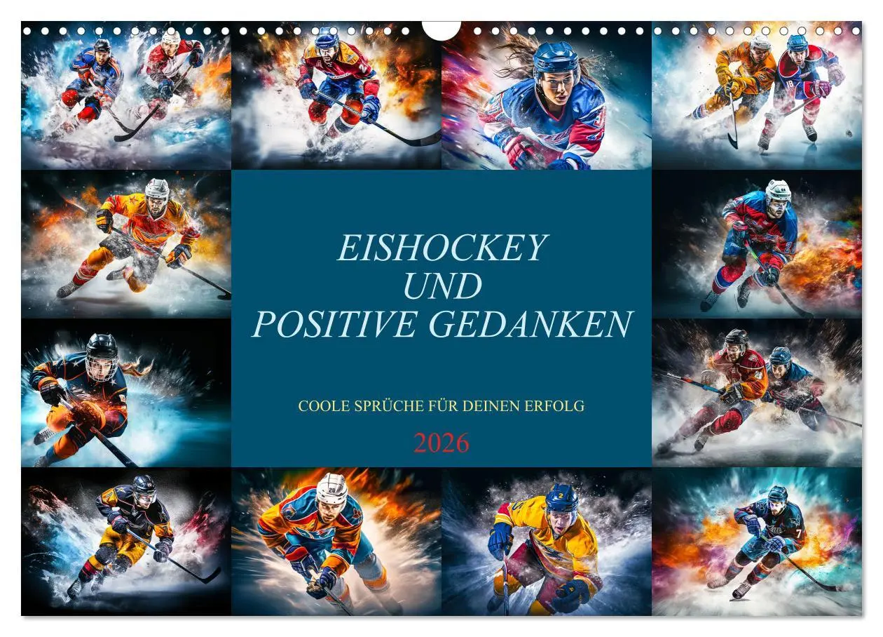 Cover: 9783457493427 | Eishockey und positive Gedanken (Wandkalender 2026 DIN A3 quer),...