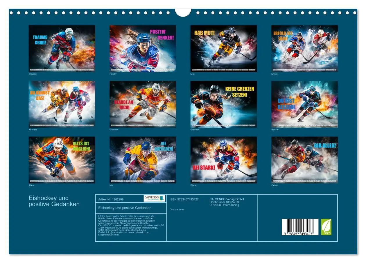 Bild: 9783457493427 | Eishockey und positive Gedanken (Wandkalender 2026 DIN A3 quer),...