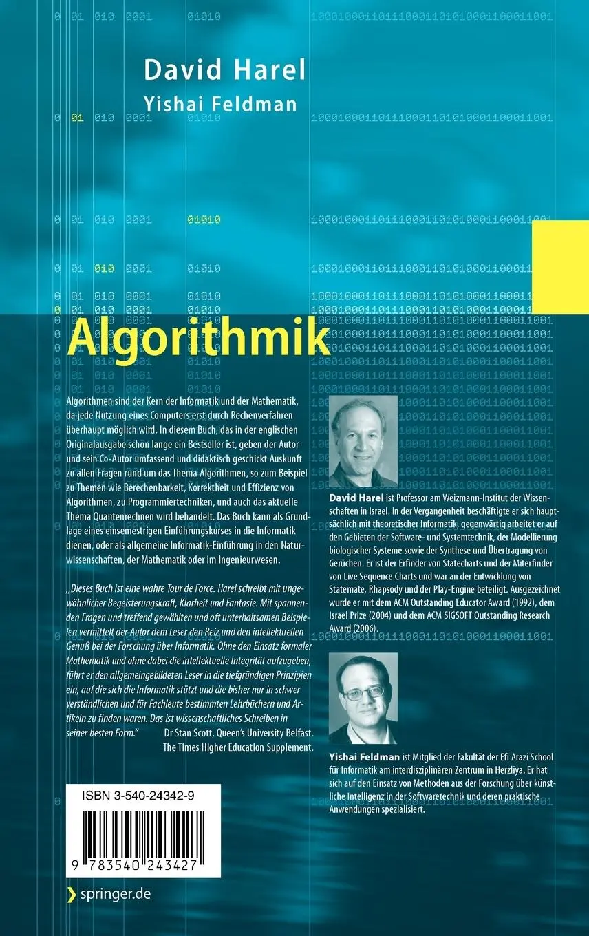 Rückseite: 9783540243427 | Algorithmik | Die Kunst des Rechnens | David Harel (u. a.) | Buch