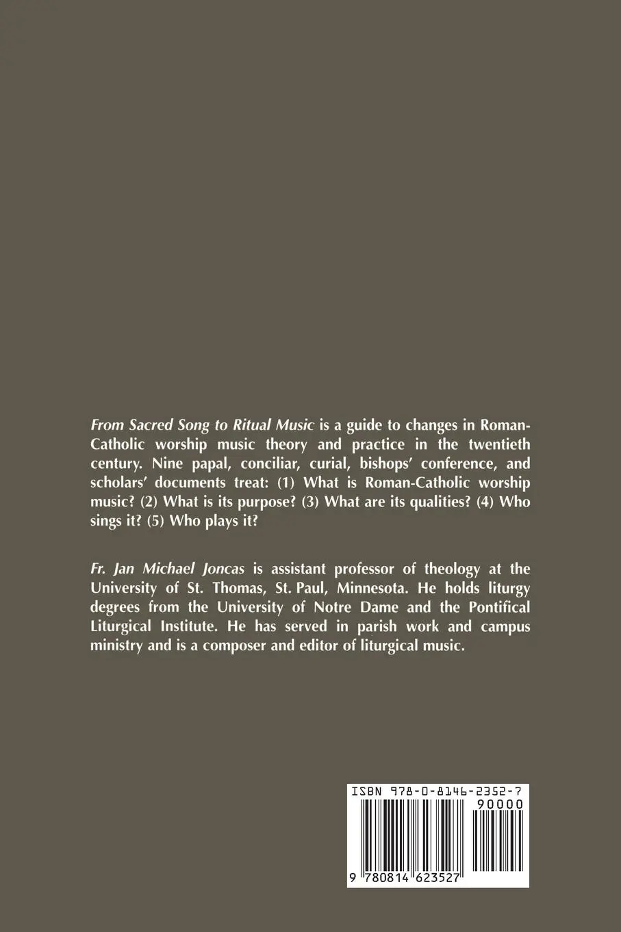 Rückseite: 9780814623527 | From Sacred Song to Ritual Music | Jan Michael Joncas (u. a.) | Buch