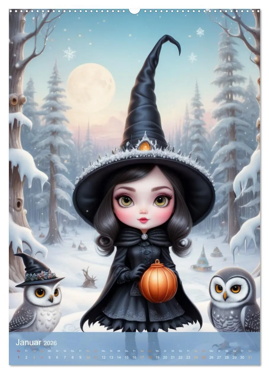 Bild: 9783516263527 | Niedliche Wetter Hexen (Wandkalender 2026 DIN A2 hoch), CALVENDO...