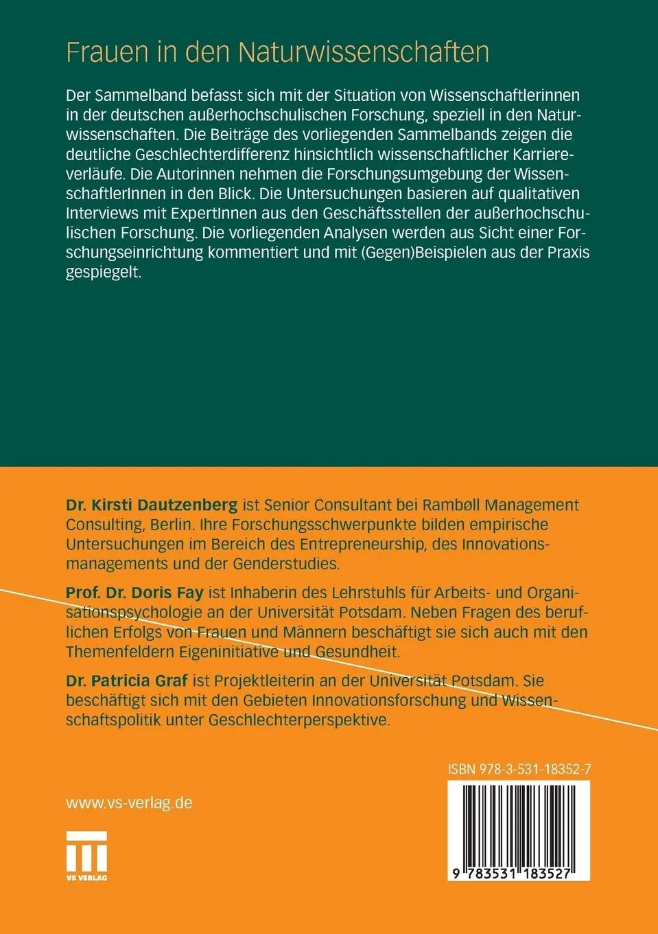 Rückseite: 9783531183527 | Frauen in den Naturwissenschaften | Ansprüche und Widersprüche | Buch