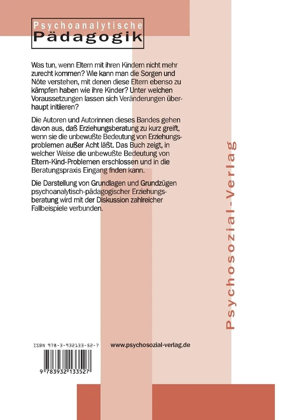 Rückseite: 9783932133527 | Die Wiederentdeckung der Freude am Kind | Wilfried Datler (u. a.)
