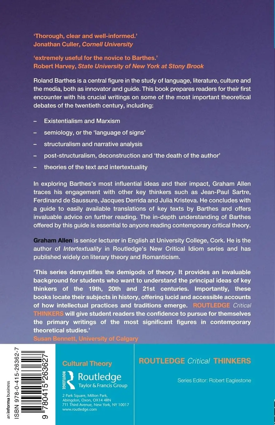 Rückseite: 9780415263627 | Roland Barthes | Graham Allen | Taschenbuch | Englisch | 2003