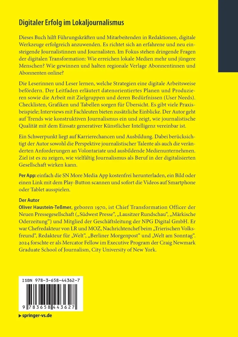Rückseite: 9783658443627 | Digitaler Erfolg im Lokaljournalismus | Oliver Haustein-Teßmer | Buch