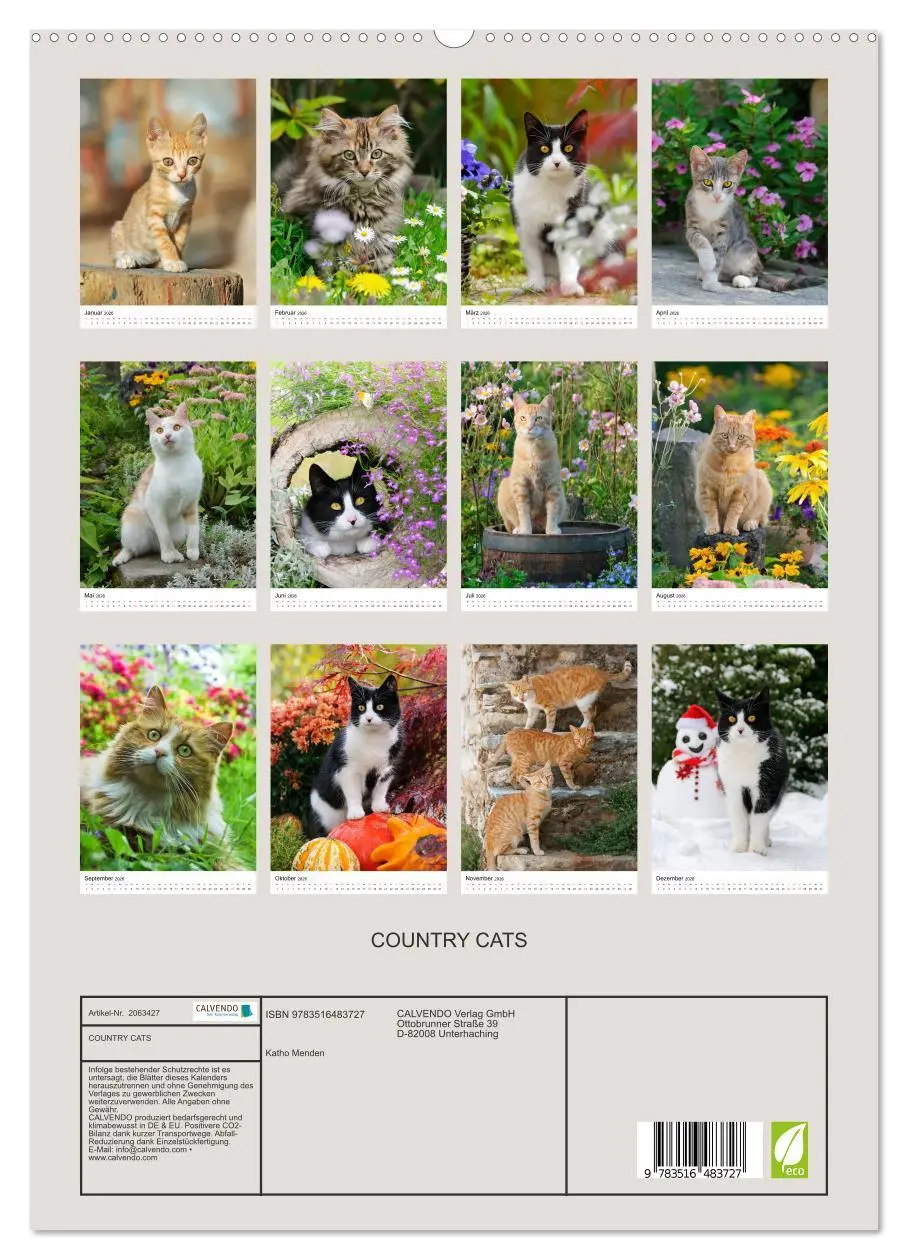 Bild: 9783516483727 | COUNTRY CATS (hochwertiger Premium Wandkalender 2026 DIN A2 hoch),...