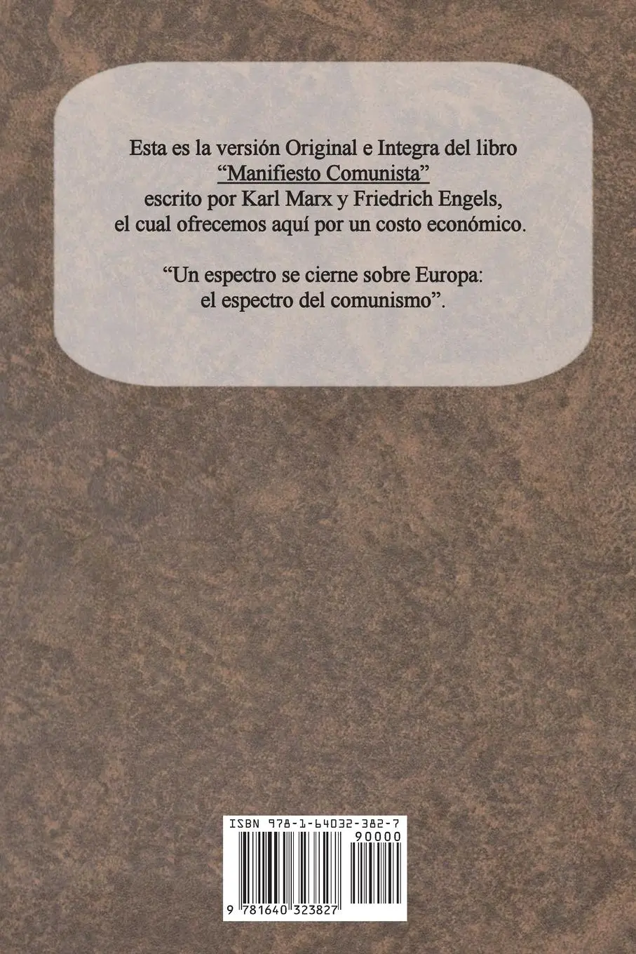 Rückseite: 9781640323827 | Manifiesto Comunista | Karl Marx (u. a.) | Taschenbuch | Spanisch