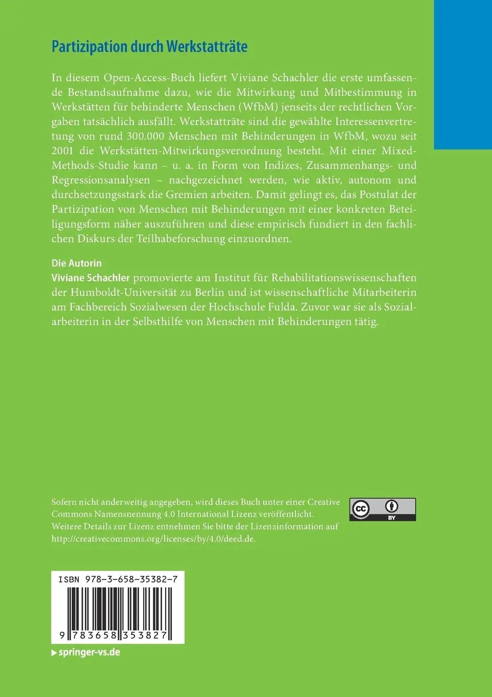 Rückseite: 9783658353827 | Partizipation durch Werkstatträte | Viviane Schachler | Taschenbuch