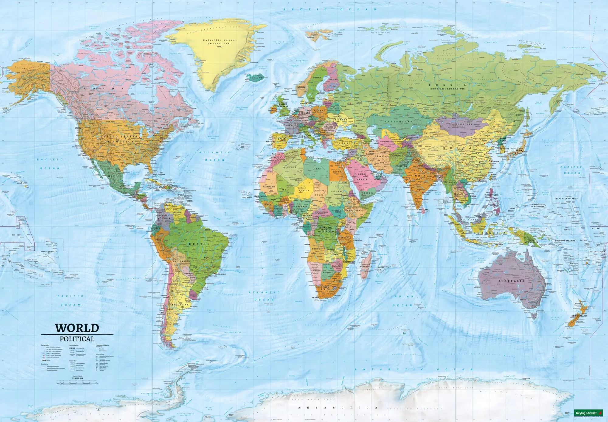 Cover: 9783707923827 | World map XXL, political, english, 1:15.000.000, Poster, freytag &amp;...