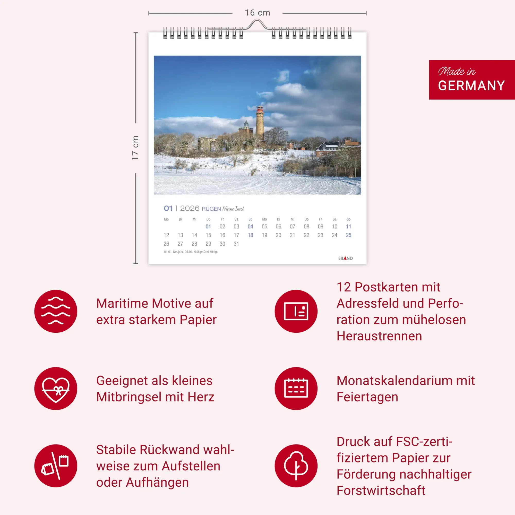Bild: 9783964023827 | Rügen Postkartenkalender 2026 - Meine Insel | Eiland | Kalender | 2026