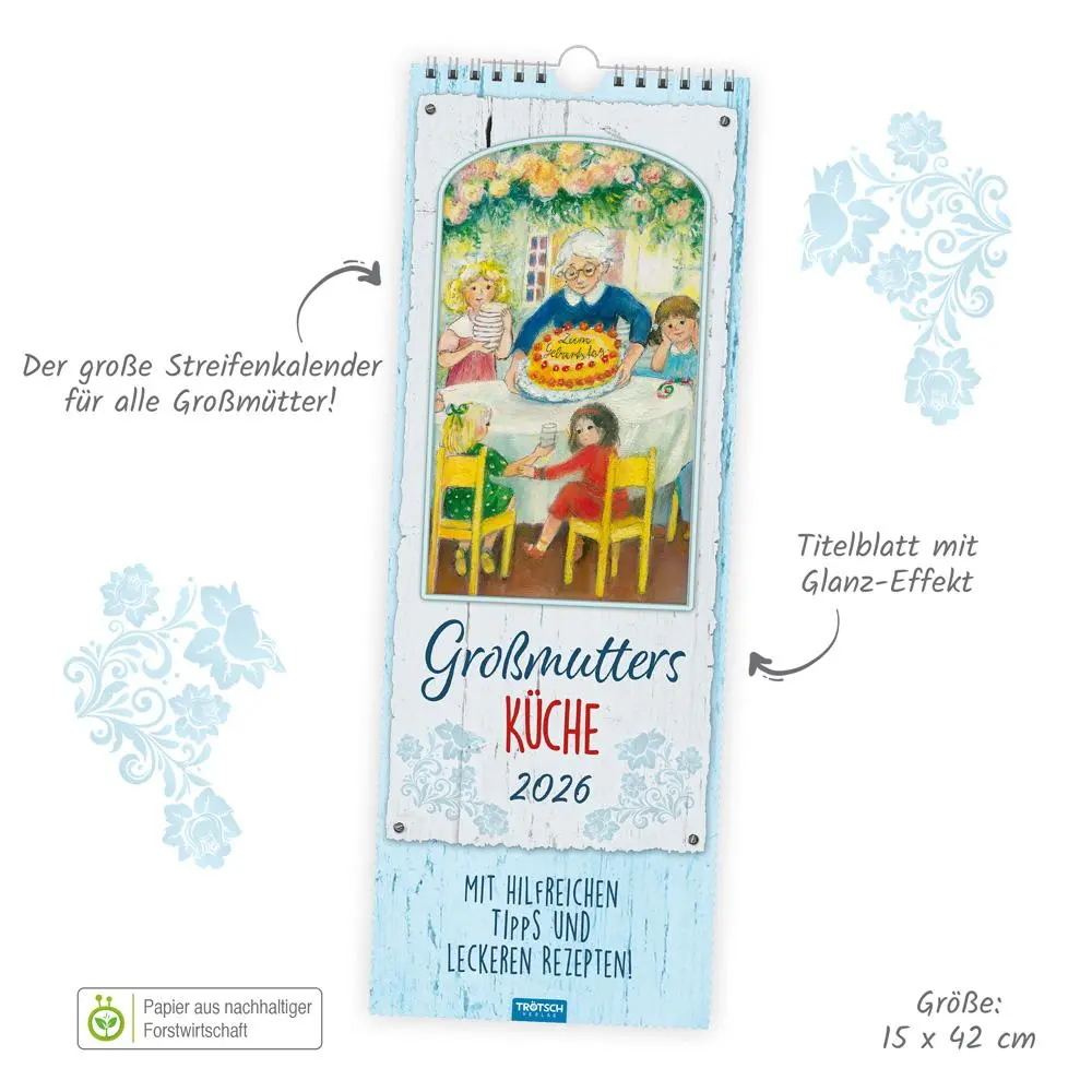 Bild: 9783988023827 | Trötsch Maxi-Streifenkalender Großmutters Küche 2026 | Wandkalender