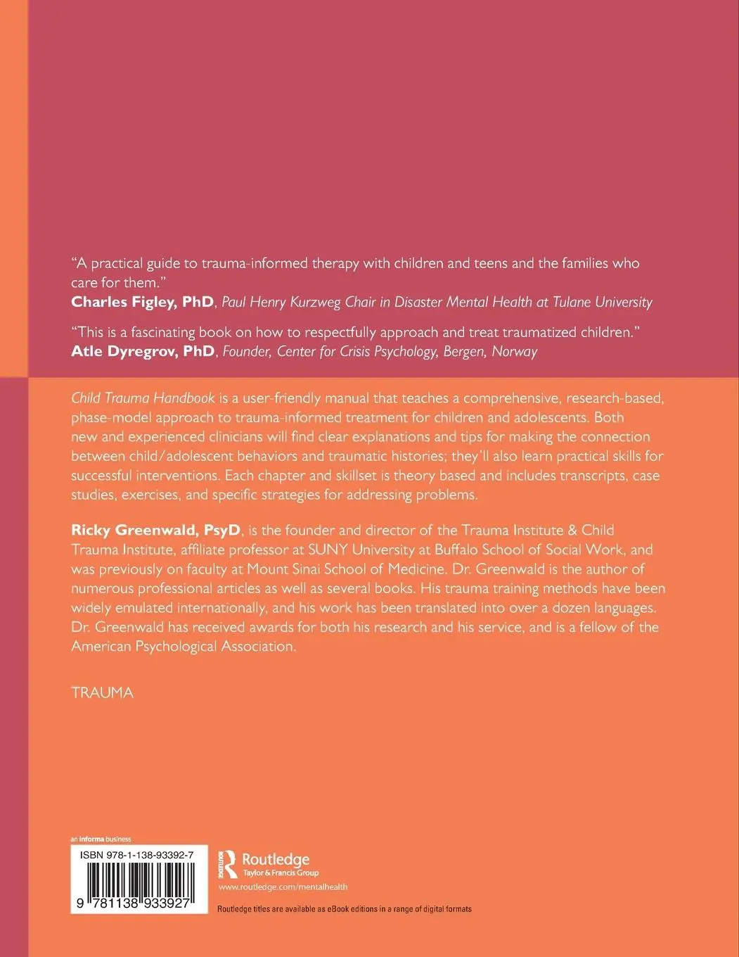 Rückseite: 9781138933927 | Child Trauma Handbook | Ricky Greenwald | Taschenbuch | Englisch