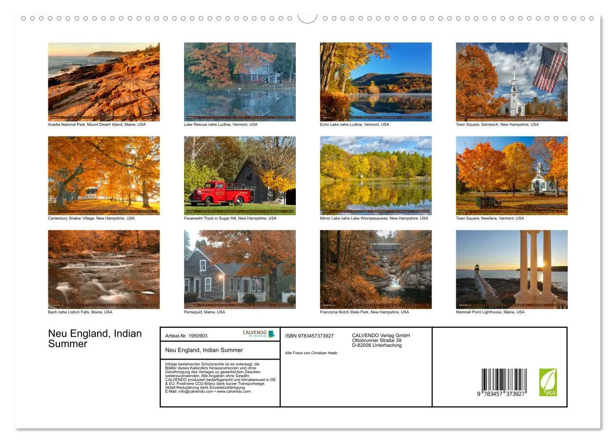 Bild: 9783457373927 | Neu England, Indian Summer (hochwertiger Premium Wandkalender 2026...