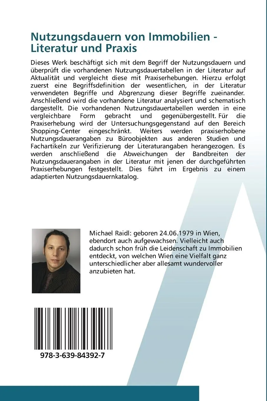 Rückseite: 9783639843927 | Nutzungsdauern von Immobilien - Literatur und Praxis | Michael Raidl