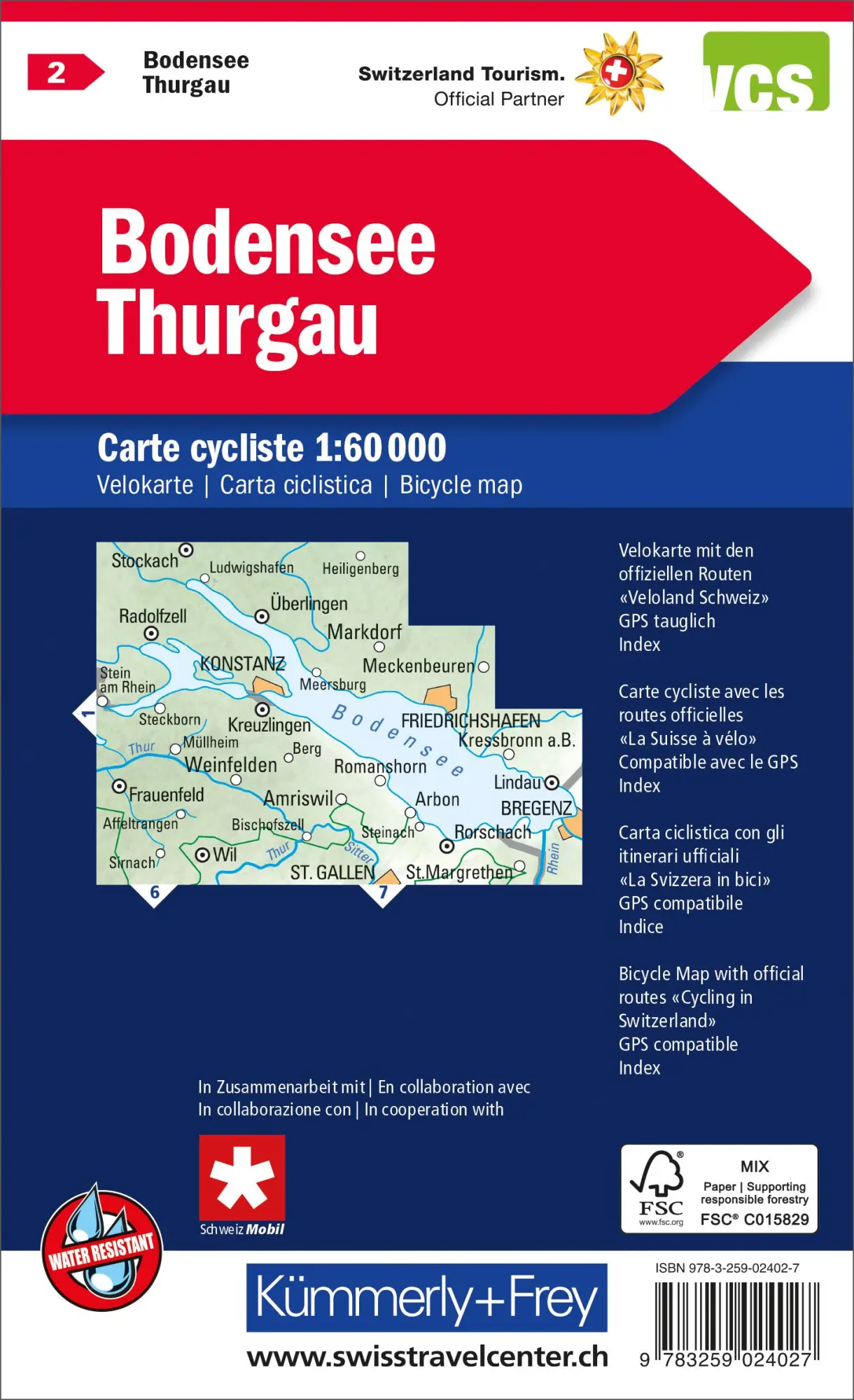 Rückseite: 9783259024027 | KuF Schweiz Radkarte 02 Bodensee - Thurgau 1 : 60 000 | (Land-)Karte