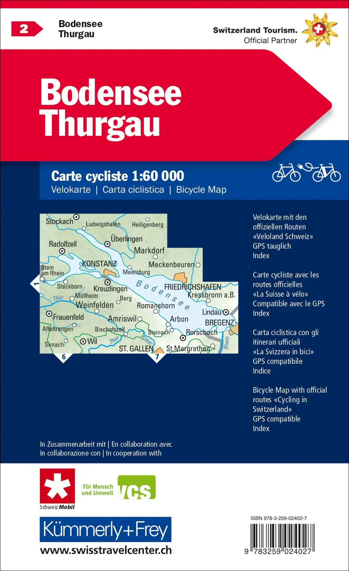 Bild: 9783259024027 | KuF Schweiz Radkarte 02 Bodensee - Thurgau 1 : 60 000 | (Land-)Karte