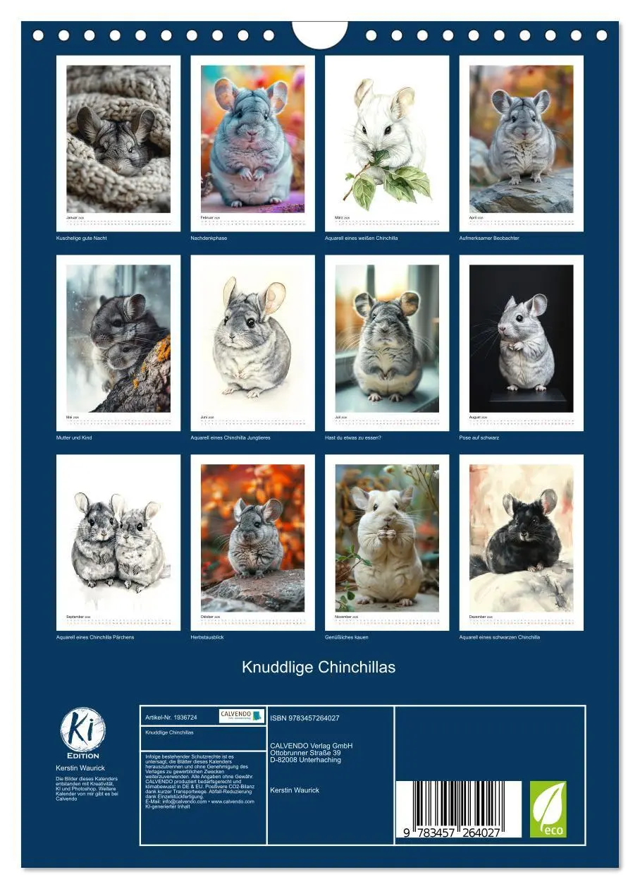 Bild: 9783457264027 | Knuddlige Chinchillas (Wandkalender 2026 DIN A4 hoch), CALVENDO...