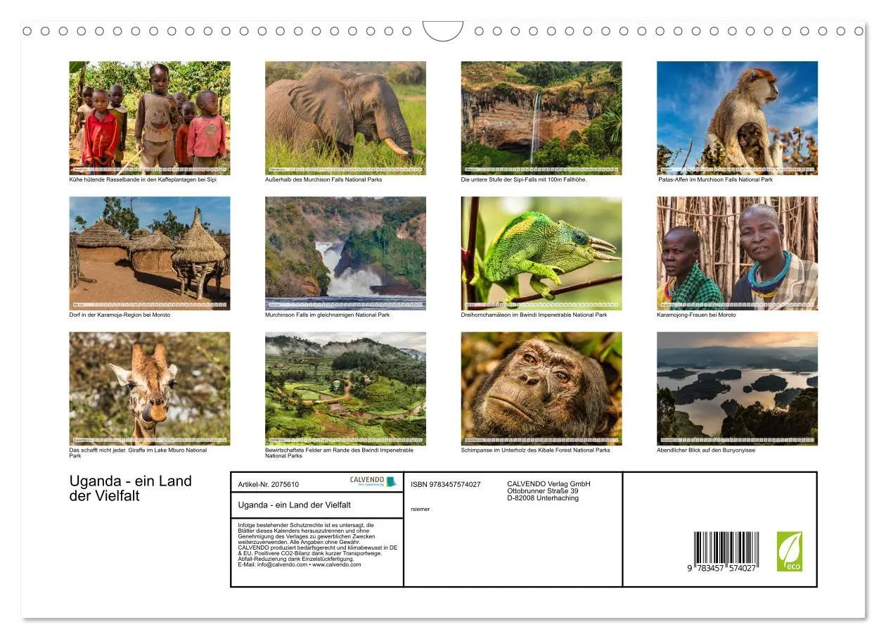 Bild: 9783457574027 | Uganda - ein Land der Vielfalt (Wandkalender 2026 DIN A3 quer),...