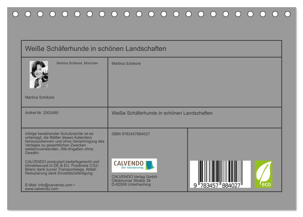 Bild: 9783457884027 | Weiße Schäferhunde in schönen Landschaften (Tischkalender 2026 DIN...