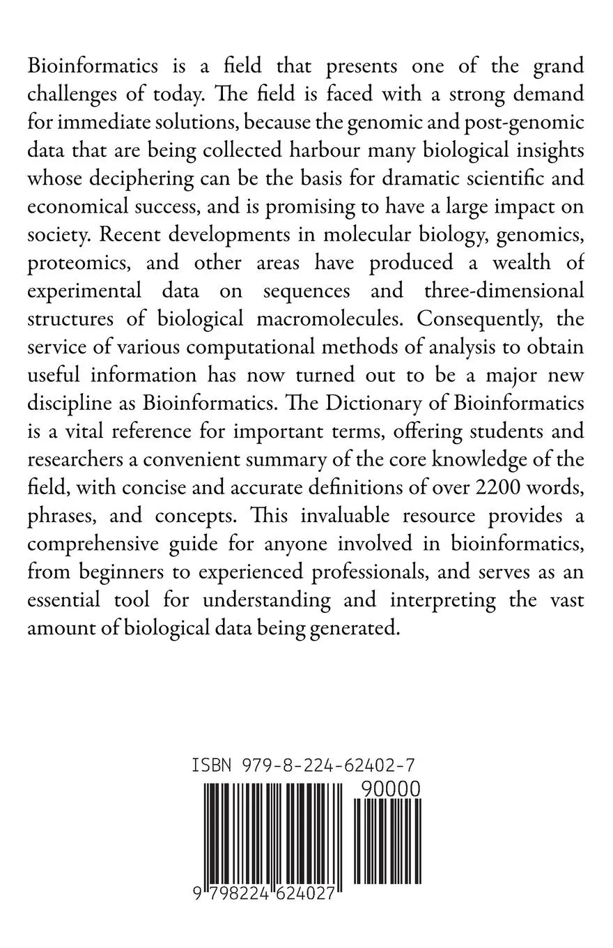 Rückseite: 9798224624027 | DICTIONARY OF BIOINFORMATICS | K. Manikandakumar | Taschenbuch | 2024