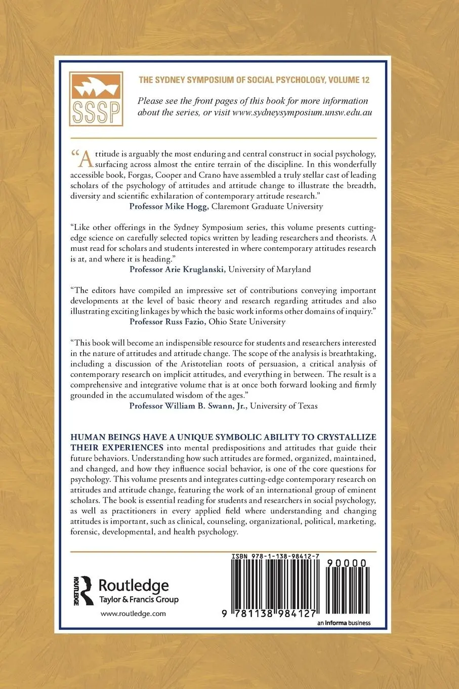 Rückseite: 9781138984127 | The Psychology of Attitudes and Attitude Change | Forgas (u. a.)