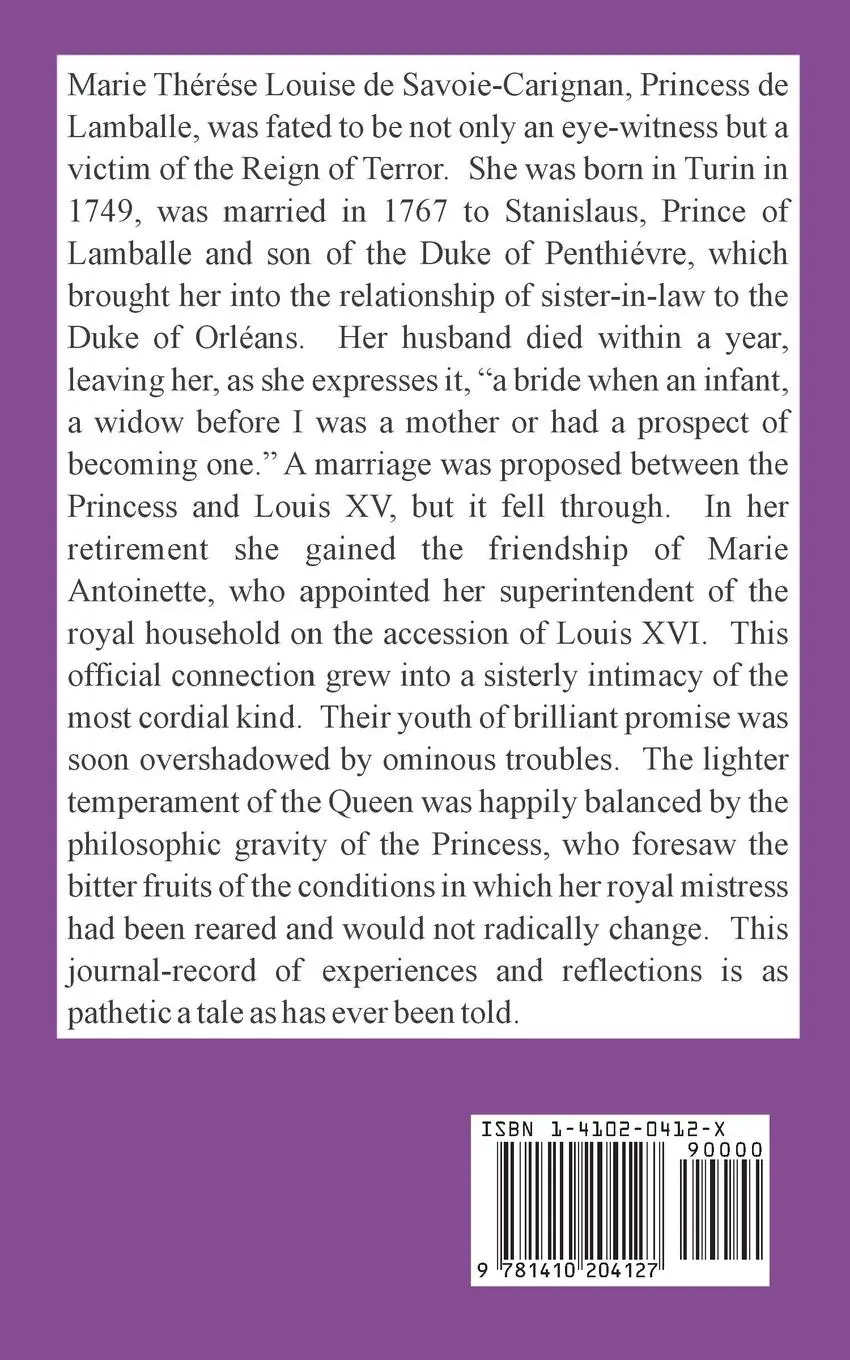 Rückseite: 9781410204127 | Secret Memoirs of Princess Lamballe | Princess Lamballe | Taschenbuch