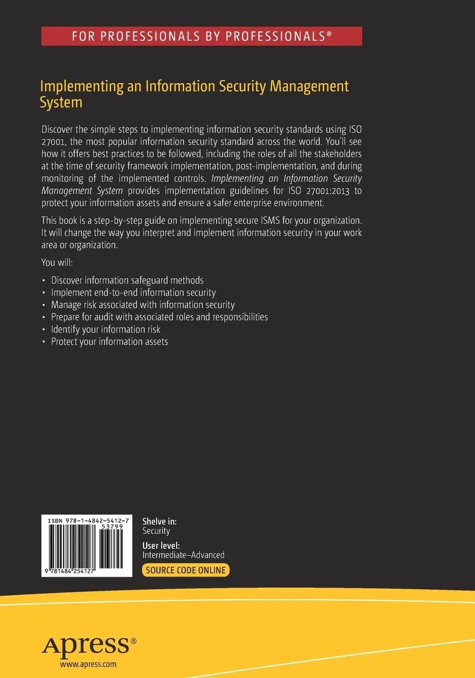 Rückseite: 9781484254127 | Implementing an Information Security Management System | Taschenbuch