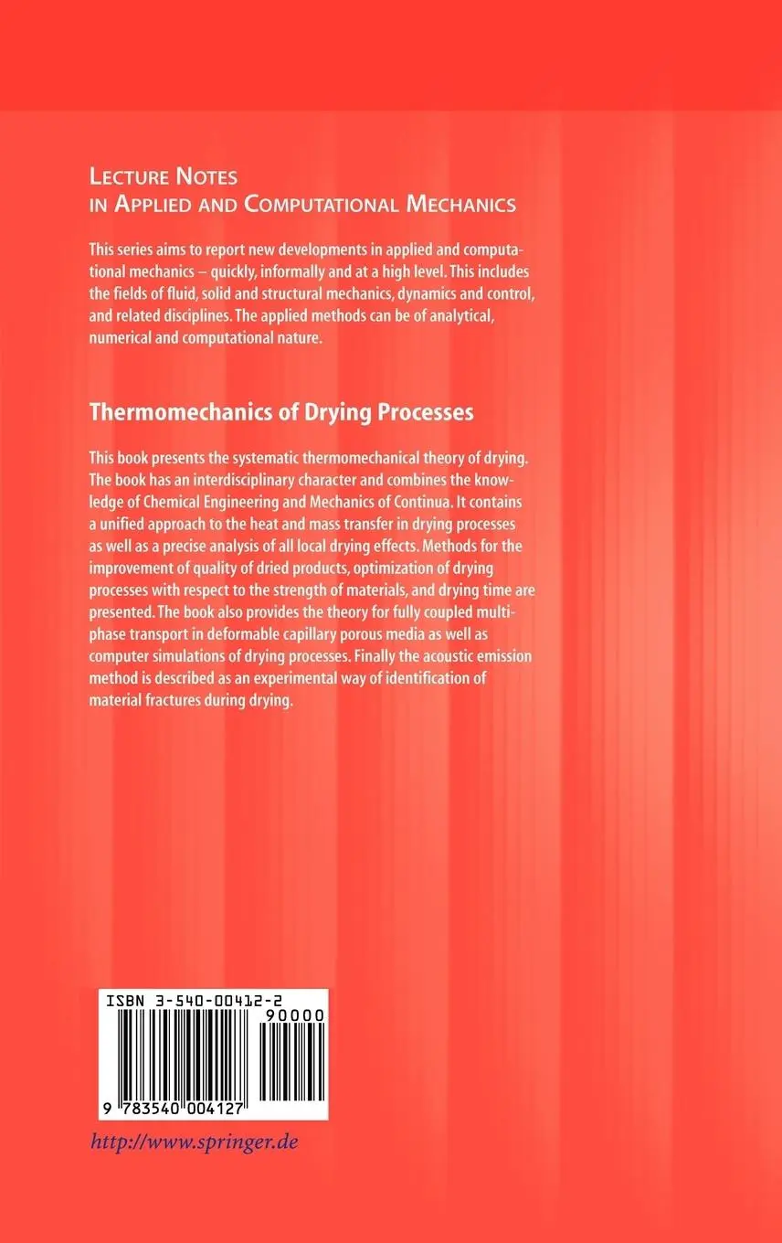 Rückseite: 9783540004127 | Thermomechanics of Drying Processes | Stefan J. Kowalski | Buch | vii