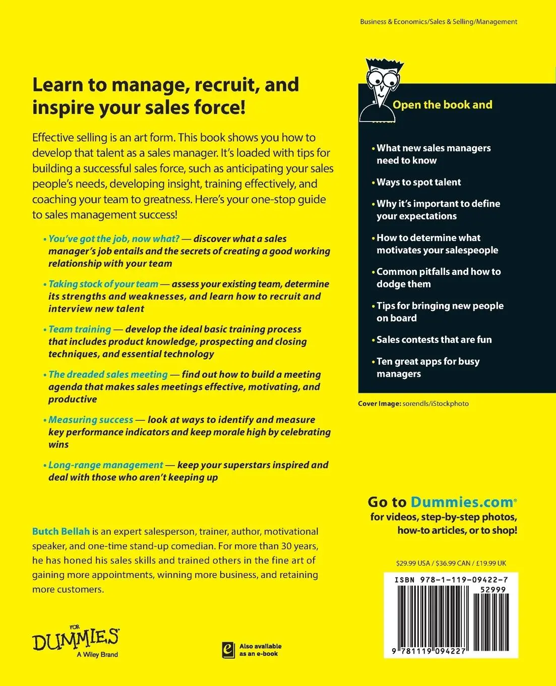 Rückseite: 9781119094227 | Sales Management for Dummies | Butch Bellah | Taschenbuch | 368 S.