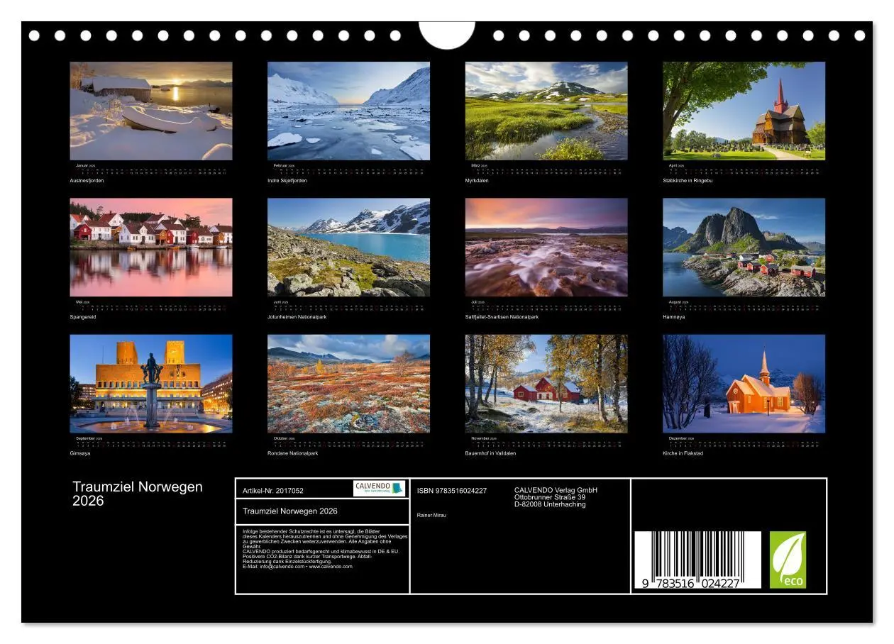 Bild: 9783516024227 | Traumziel Norwegen 2026 (Wandkalender 2026 DIN A4 quer), CALVENDO...