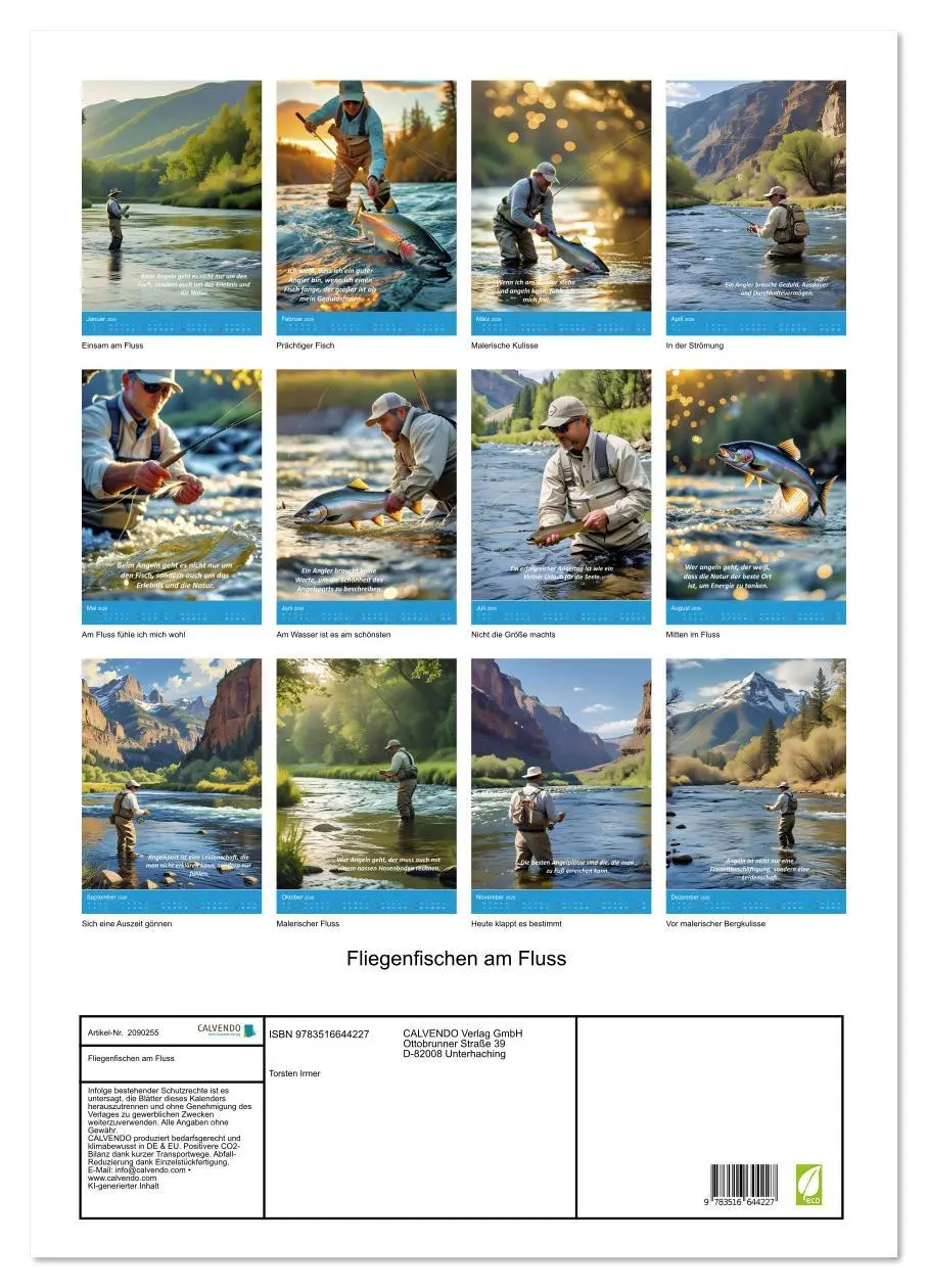 Bild: 9783516644227 | Fliegenfischen am Fluss (Wandkalender 2026 DIN A2 hoch), CALVENDO...
