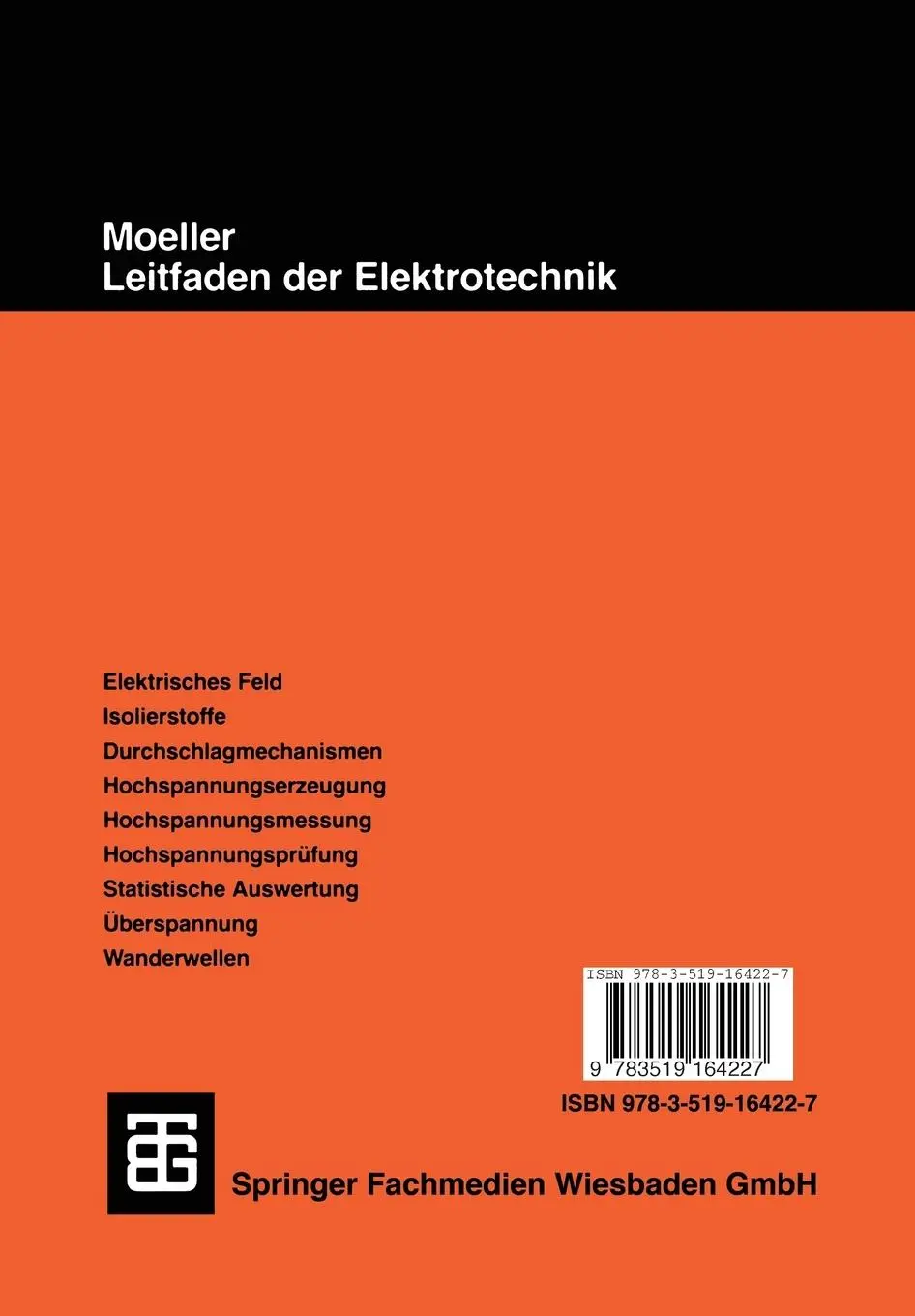 Rückseite: 9783519164227 | Hochspannungstechnik | Hilgarth | Taschenbuch | Deutsch | 1992