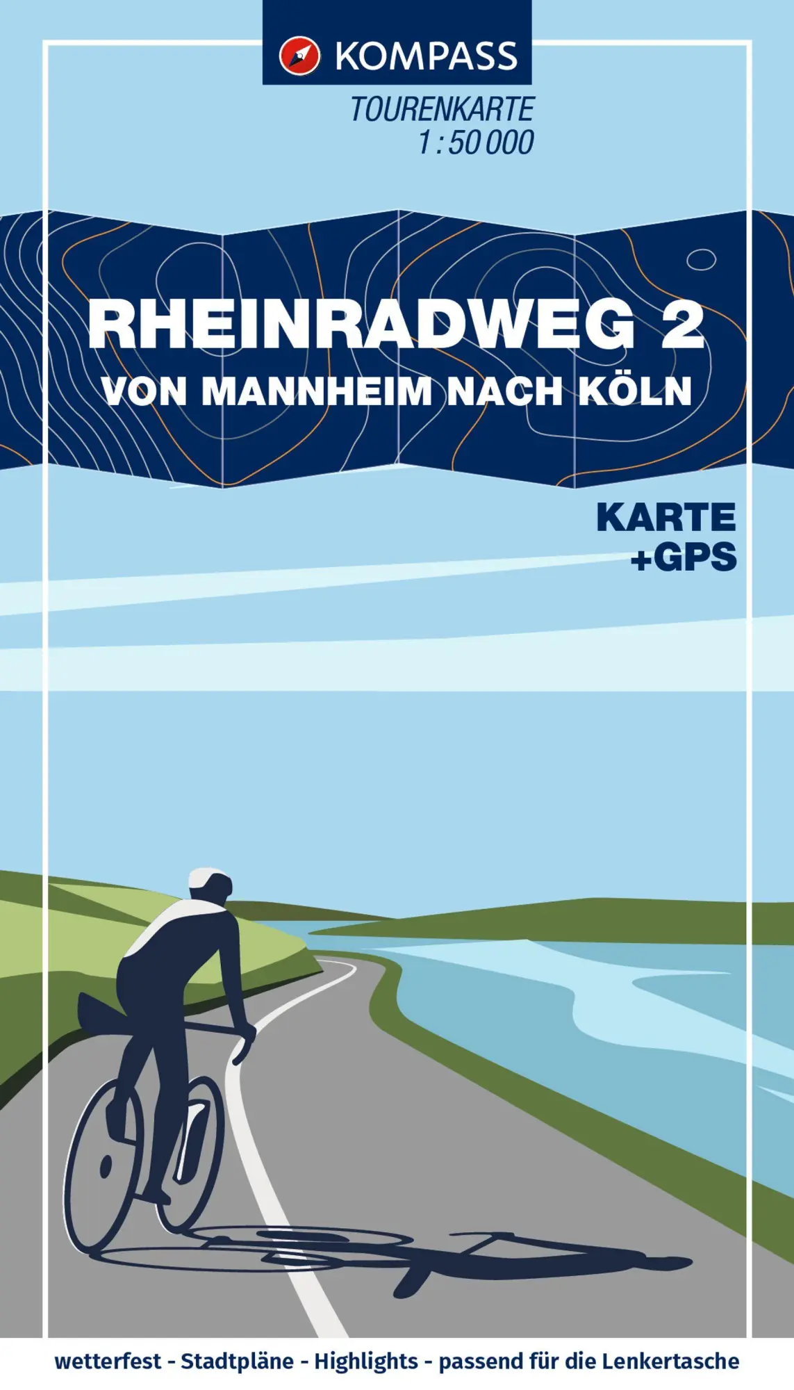 Cover: 9783991544227 | KOMPASS Fahrrad-Tourenkarte Rheinradweg 2, von Mannheim nach Köln...