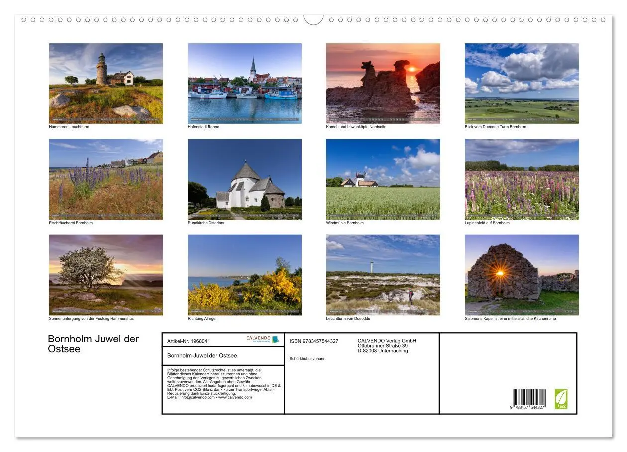 Bild: 9783457544327 | Bornholm Juwel der Ostsee (Wandkalender 2026 DIN A2 quer), CALVENDO...