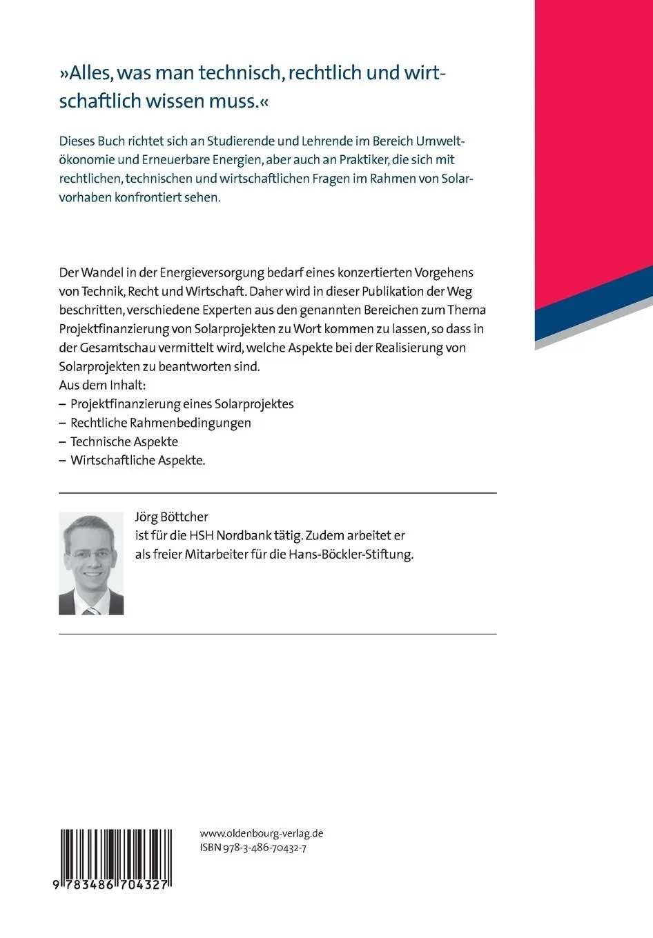 Rückseite: 9783486704327 | Solarvorhaben | Wirtschaftliche, technische und rechtliche Aspekte