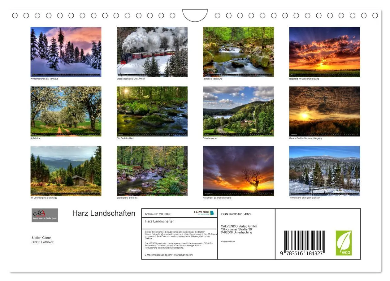 Bild: 9783516184327 | Harz Landschaften (Wandkalender 2026 DIN A4 quer), CALVENDO...