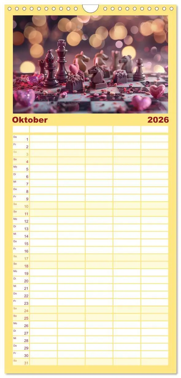 Bild: 9783516494327 | Familienplaner 2026 - Lecker Schach mit 5 Spalten (Wandkalender, 21...