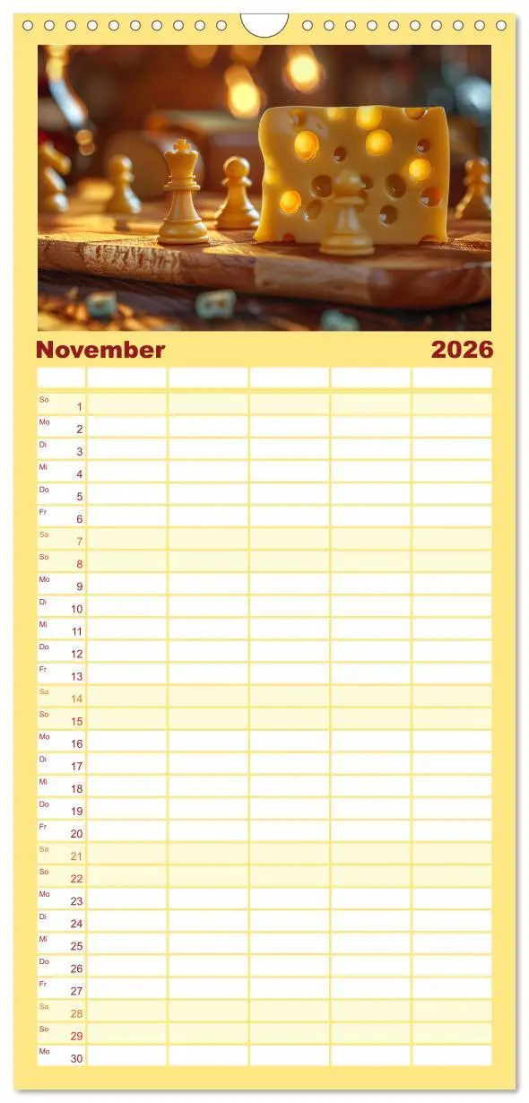 Bild: 9783516494327 | Familienplaner 2026 - Lecker Schach mit 5 Spalten (Wandkalender, 21...